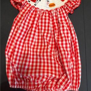Chick-fil-A smocked Sassy Tales Red Gingham Toddler Bubble